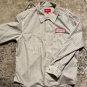 100% authentic Supreme striped work shirt
